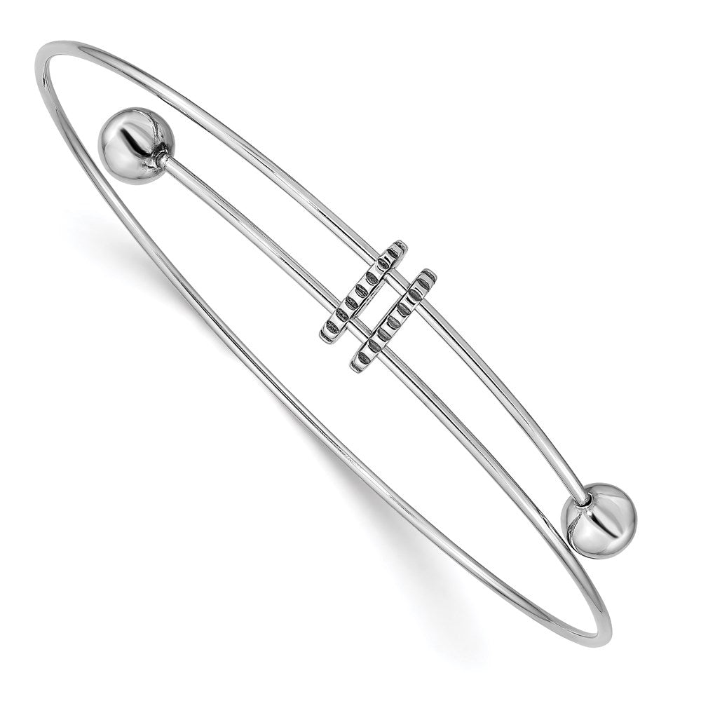 Sterling Silver Rhodium-Plated Polished Expandable Bangle