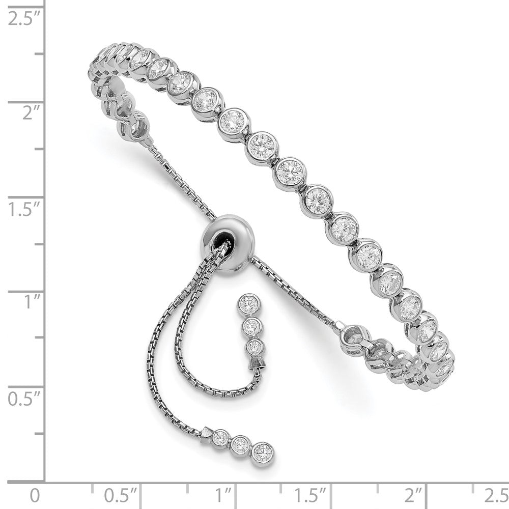 Sterling Silver Shimmer Rhodium-Plated 34 Stone Cz Adjustable Bracelet