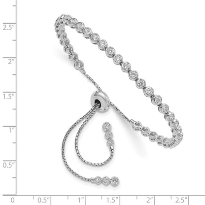 Sterling Silver Shimmer Rhodium-Plated 44 Stone Cz Adjustable Bracelet