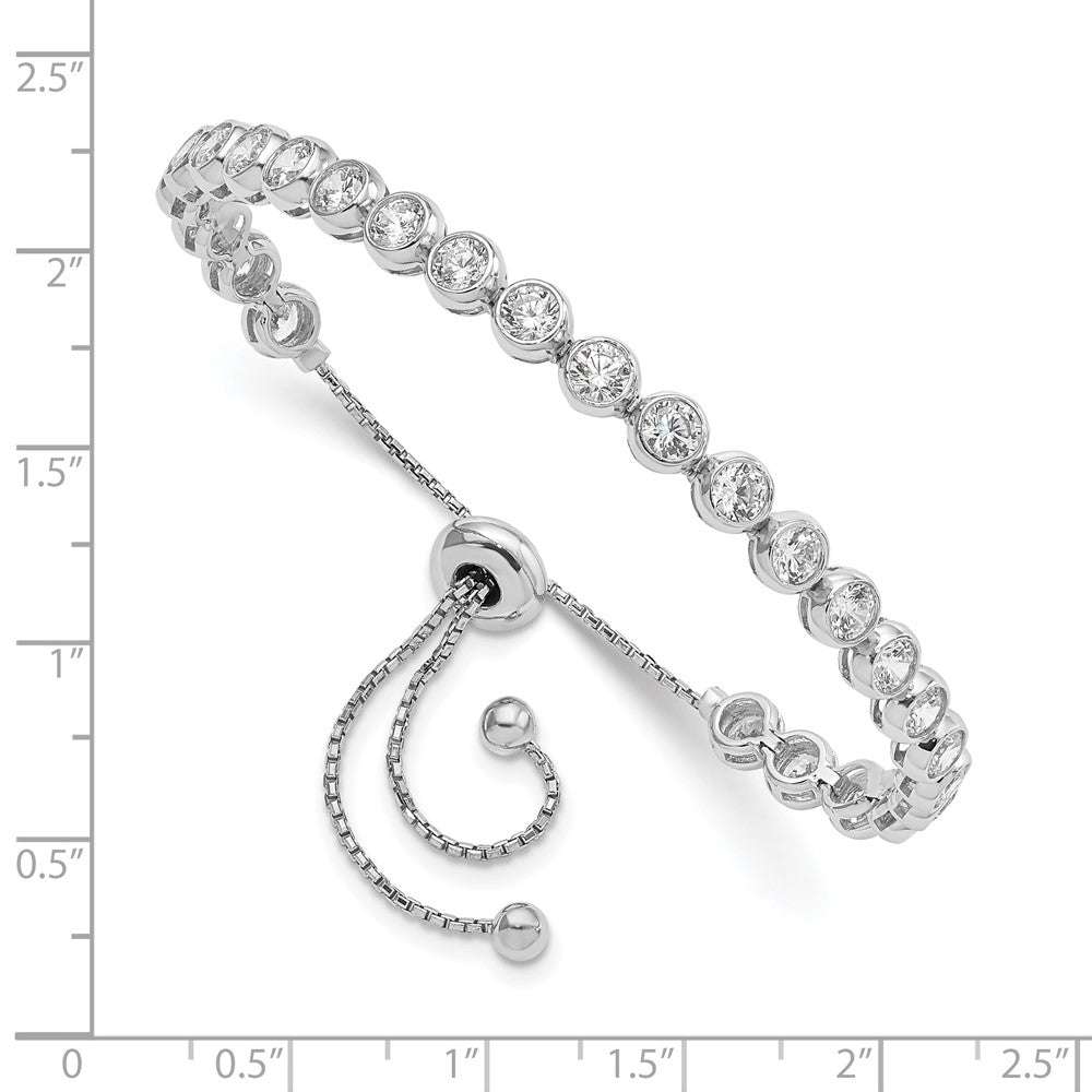 Sterling Silver Shimmer Rhodium-Plated 26 Stone Cz Adjustable Bracelet
