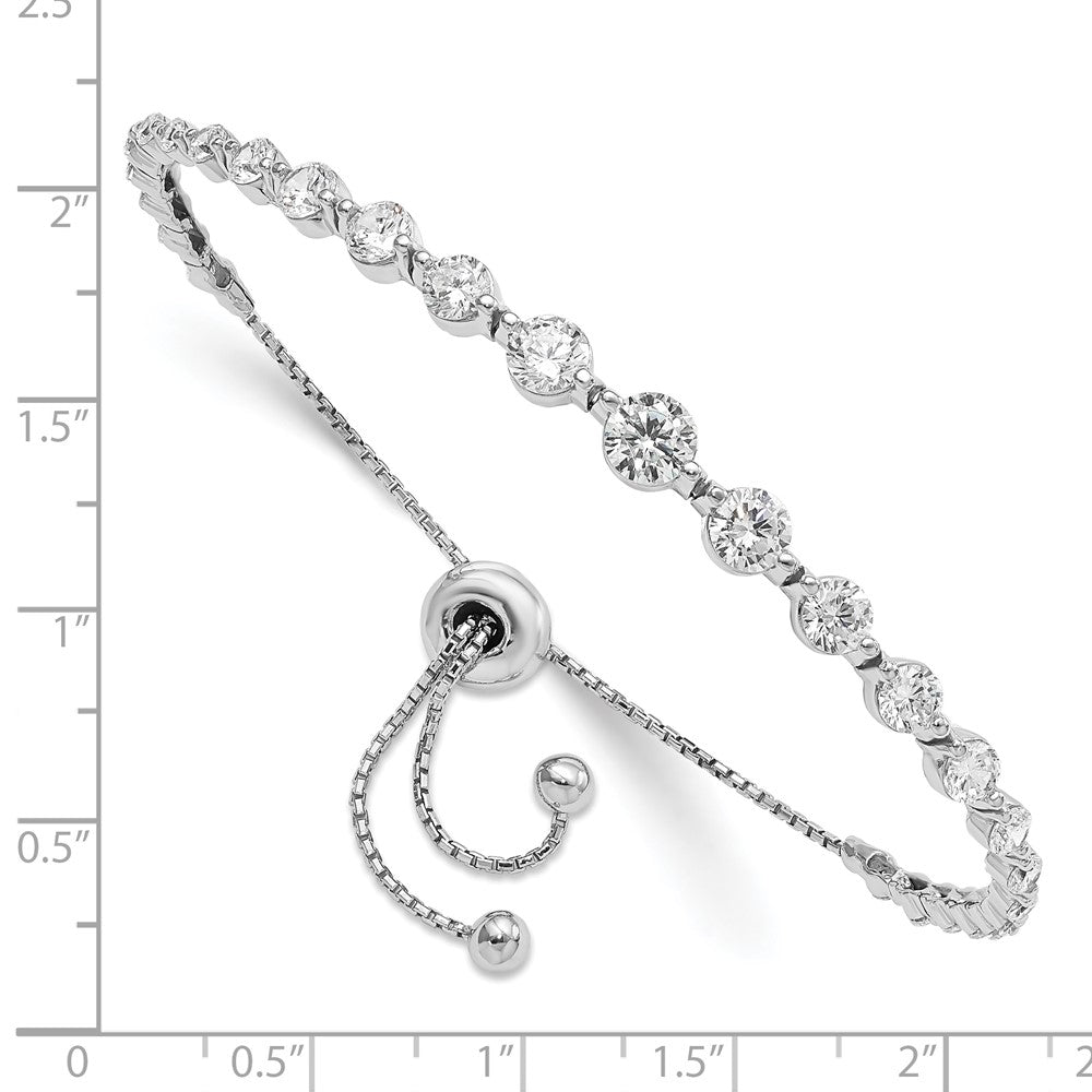 Sterling Silver Shimmer Rhodium-Plated 29 Stone Cz Adjustable 5 Inch Up To 8.75 Bracelet