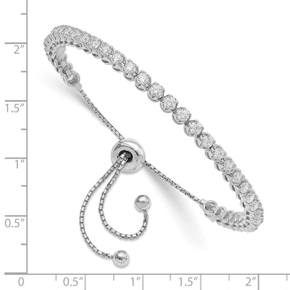 Sterling Silver Shimmer Rhodium-Plated 39 Stone Cz Adjustable Bracelet