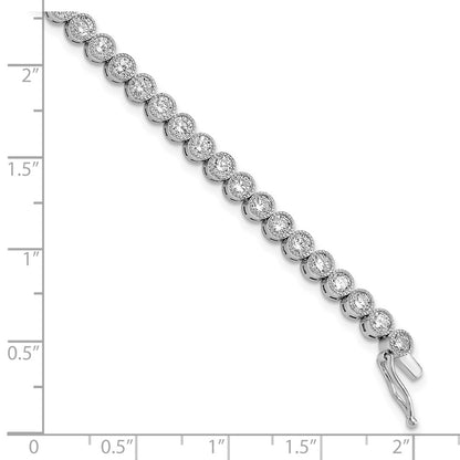 Sterling Silver Shimmer Rhodium-Plated 7 Inch 45 Stone Cz Tennis Bracelet