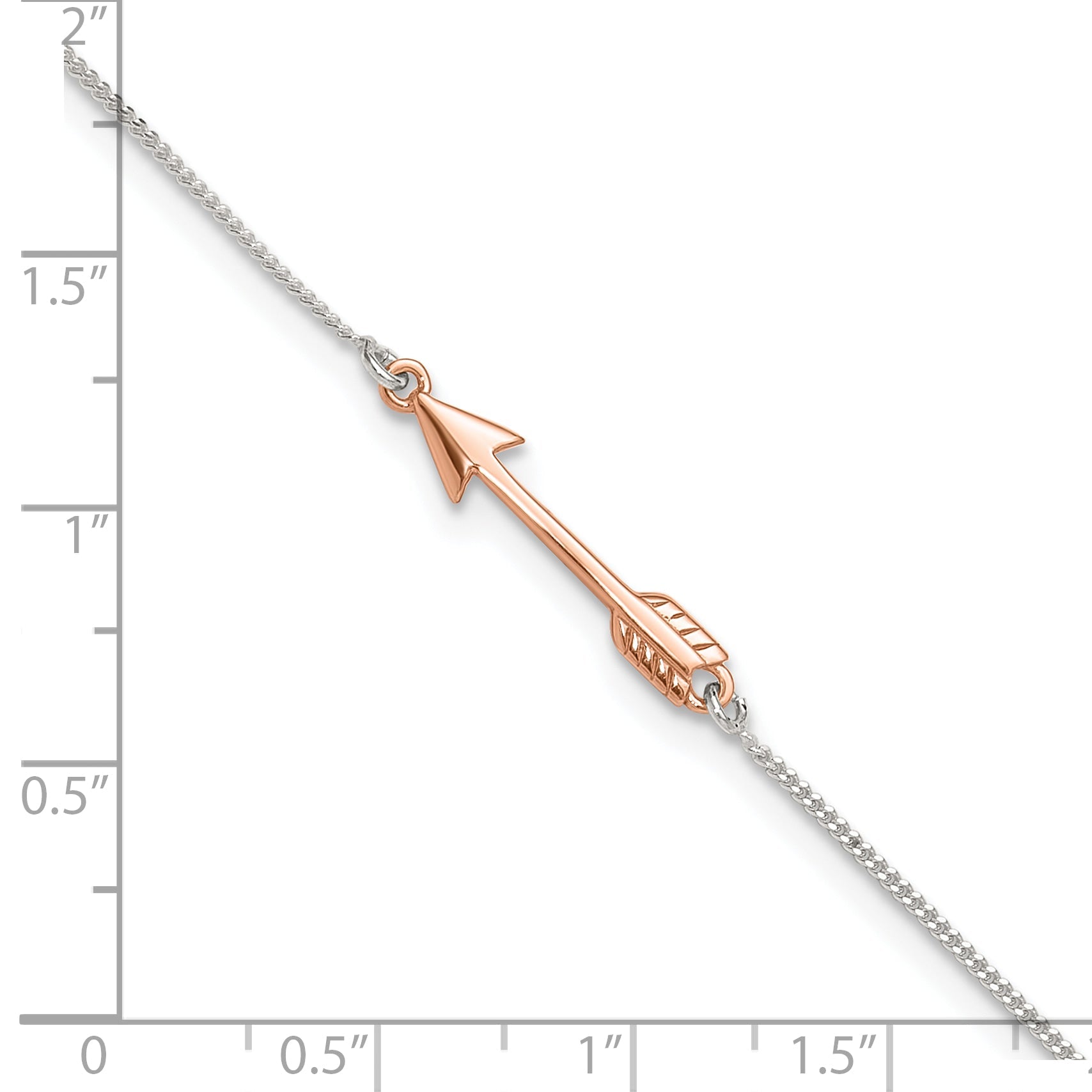 Sterling Silver Rose-Tone Polished Arrow 9In Plus 1In Ext Anklet