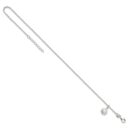 Sterling Silver Sun 10 Inch Plus 1 Ext. Anklet