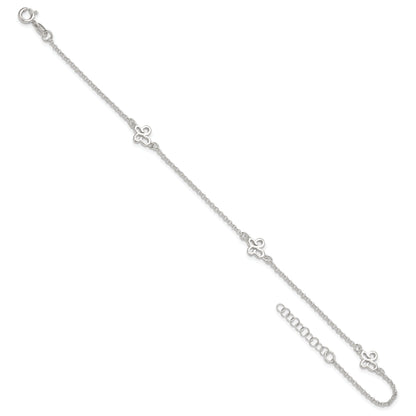 Sterling Silver Polished Butterfly 9In Plus 1In Ext Anklet