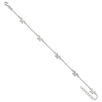 Sterling Silver Polished Butterfly 9In Plus 1In Ext Anklet