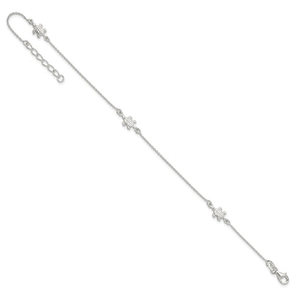 Sterling Silver Turtle 9 Inch Plus 1 Ext. Anklet