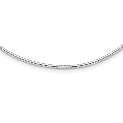 16 Inch Sterling Silver Round 2mm W/2In. Ext Neckwire Chain Necklace