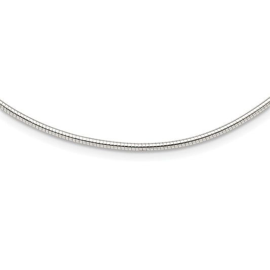 16 Inch Sterling Silver Round 2mm W/2In. Ext Neckwire Chain Necklace