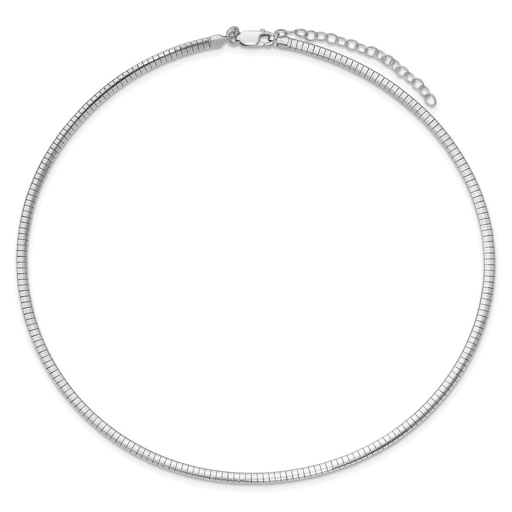 16 Inch Sterling Silver Rhodium-Plated 3.25mm W/2In. Ext Cubetto Chain Necklace