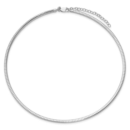 16 Inch Sterling Silver Rhodium-Plated 3.25mm W/2In. Ext Cubetto Chain Necklace