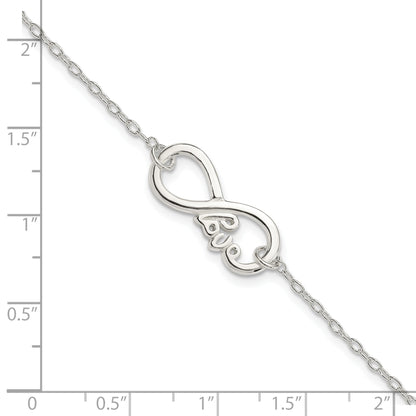 Sterling Silver Polished Infinity Sign W/Love 7.5 Inch Bracelet