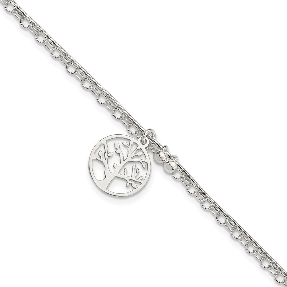 7.5 Inch Sterling Silver Polished 2-Strand Tree 7.5In Bracelet