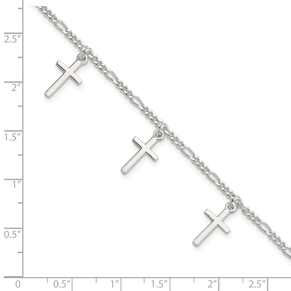 7.5 Inch Sterling Silver Polished Cross 7.5In Bracelet