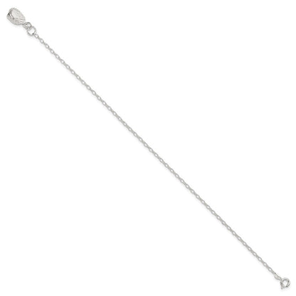 Sterling Silver 10Inch Solid Polished 3-D Shell Anklet