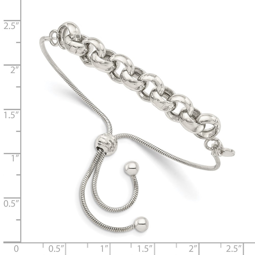 Sterling Silver Polished Adjustable Slip-On Bracelet