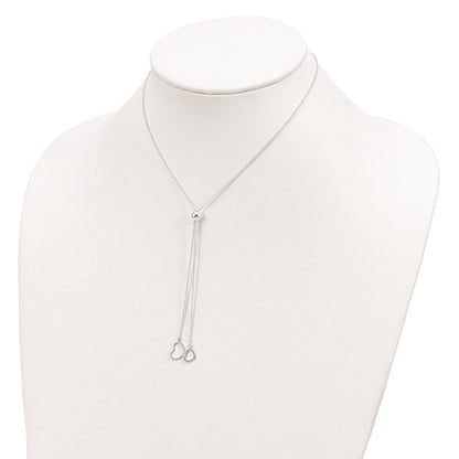 Sterling Silver Polished 2-Heart Adjusts Up To 19.5 Inch Necklace