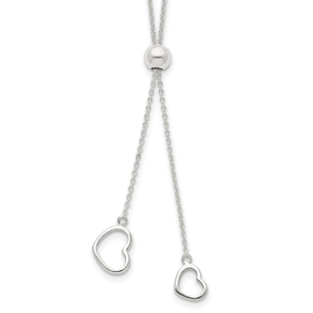 Sterling Silver Polished 2-Heart Adjusts Up To 19.5 Inch Necklace