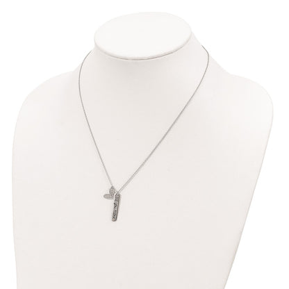 Sterling Silver Rhodium-Plated Heart Love You More Necklace