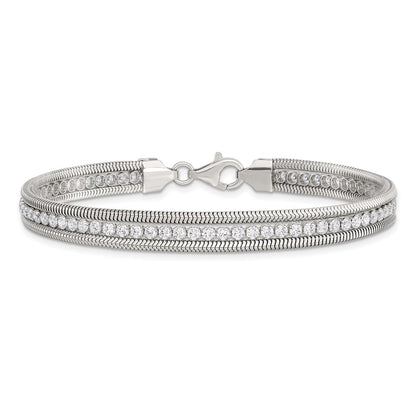 7.5 Inch Sterling Silver Cz Polished Bracelet