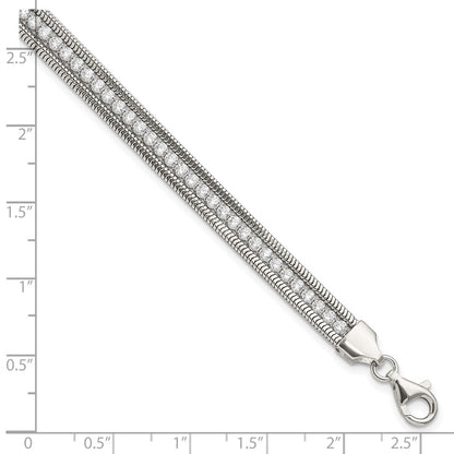 7.5 Inch Sterling Silver Cz Polished Bracelet