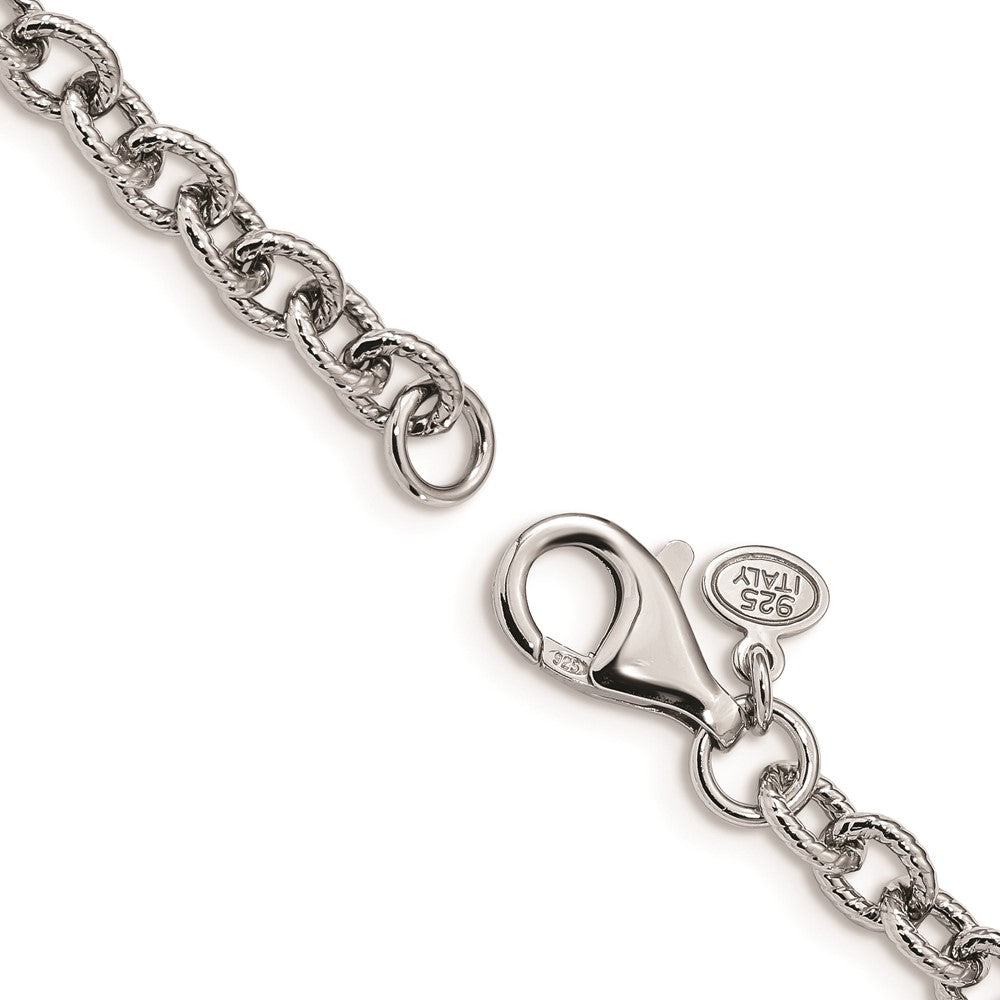 7.5 Inch Sterling Silver Rhodium-Plated Fancy Swirls Bracelet