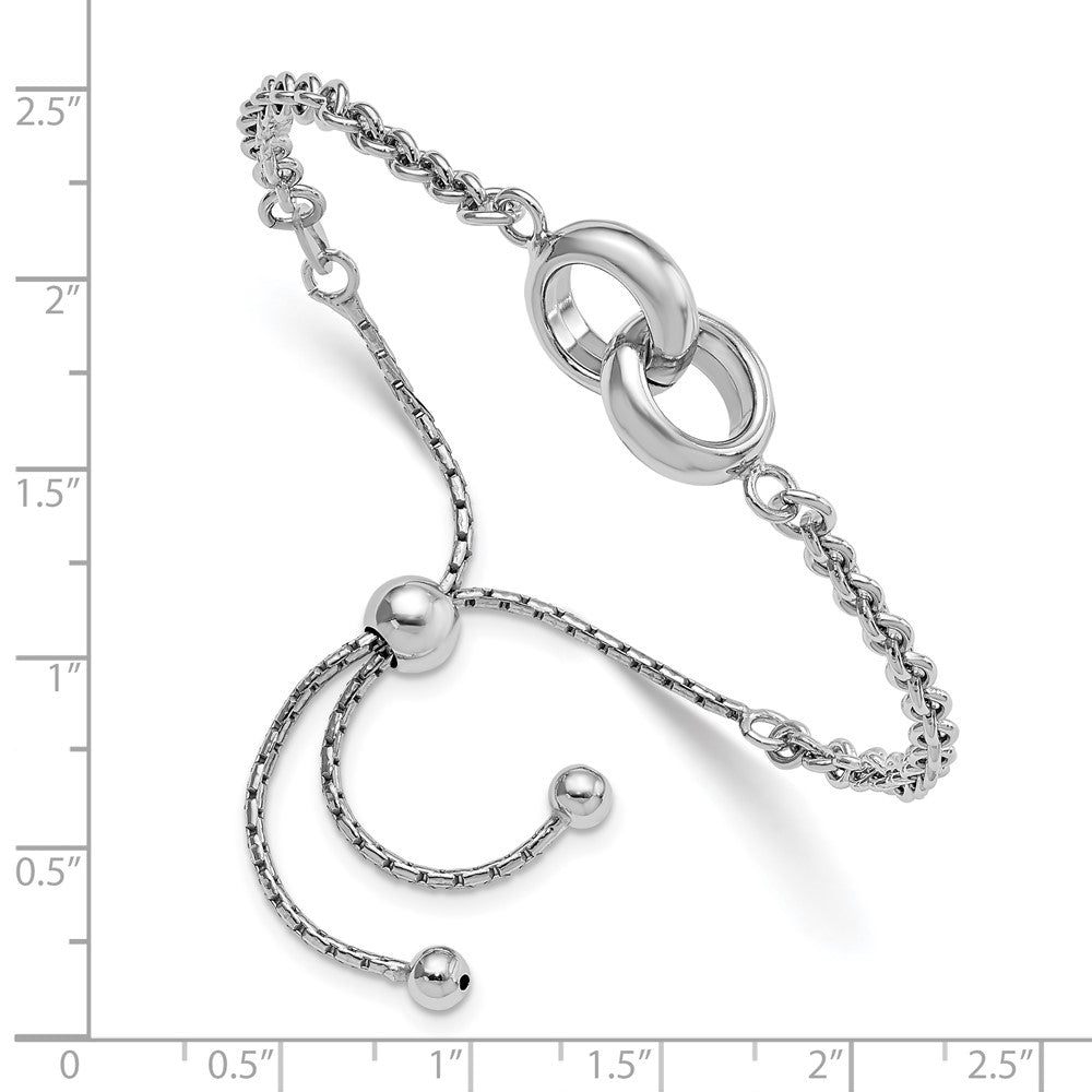 9 Inch Sterling Silver Rhodium-Plated Fancy Link Adjustable 4- 9In Bracelet