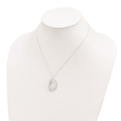 Sterling Silver Diamond Cut Open Oval Filigree Necklace