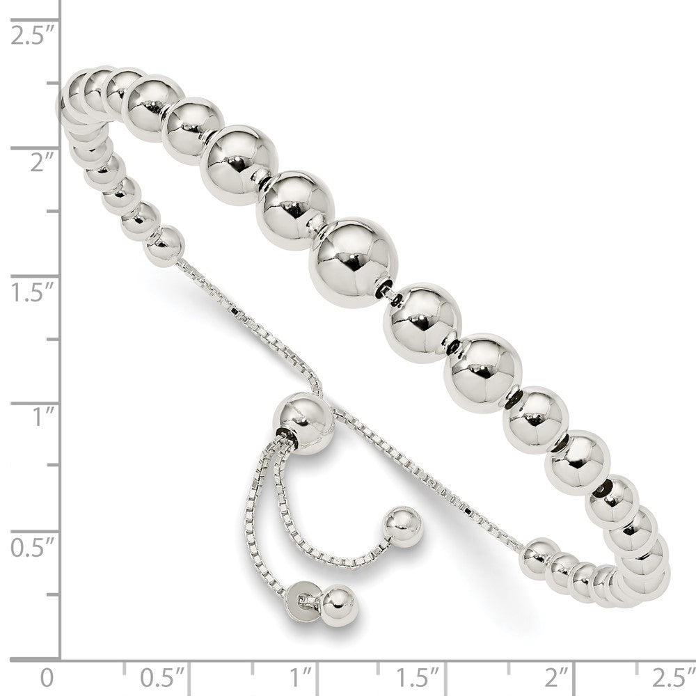 8.5 Inch Sterling Silver Graduated Beads Adjustable Bracelet