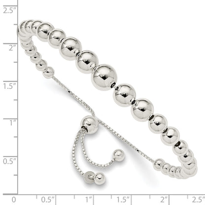 8.5 Inch Sterling Silver Graduated Beads Adjustable Bracelet