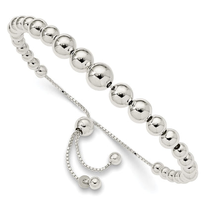 8.5 Inch Sterling Silver Graduated Beads Adjustable Bracelet