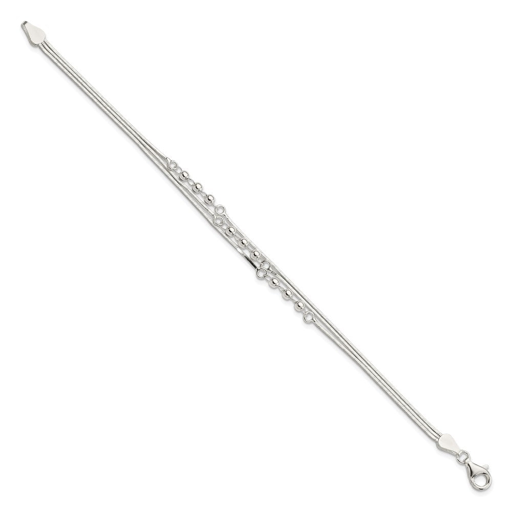 7.5 Inch Sterling Silver Polished 3-Strand 7.5In Bracelet