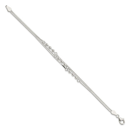 7.5 Inch Sterling Silver Polished 3-Strand 7.5In Bracelet