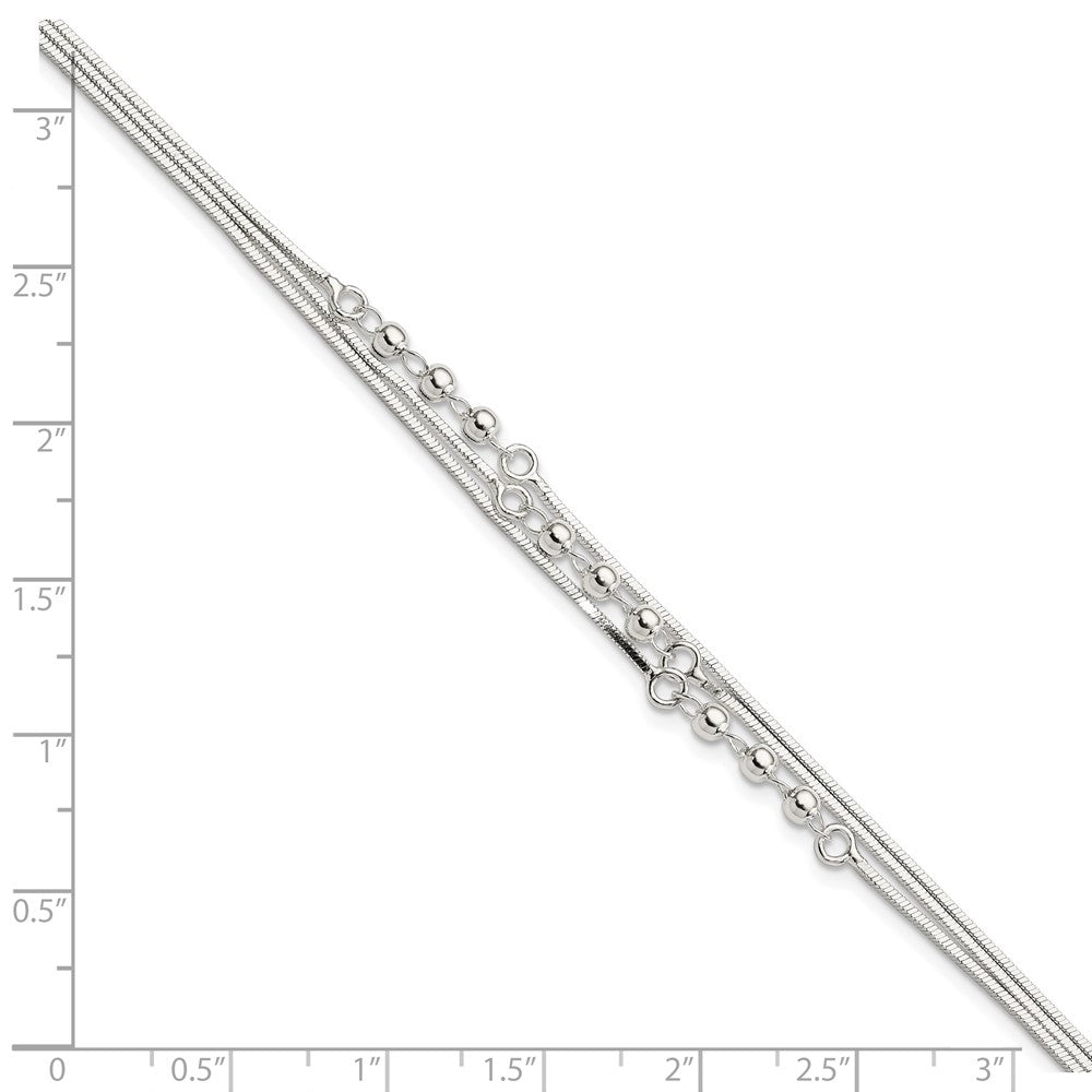 7.5 Inch Sterling Silver Polished 3-Strand 7.5In Bracelet