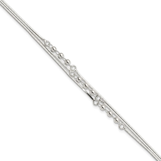 7.5 Inch Sterling Silver Polished 3-Strand 7.5In Bracelet