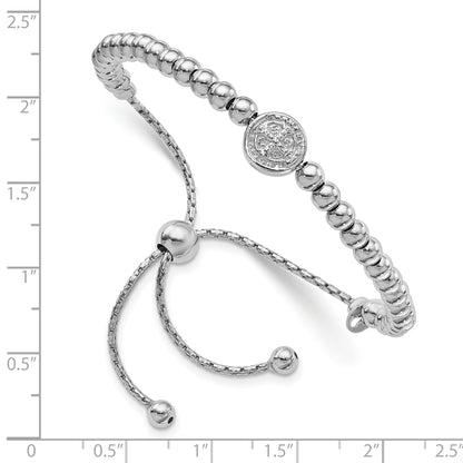 9 Inch Sterling Silver Rh-Plated Beaded Saint Medal 5In To 8.25In Bracelet