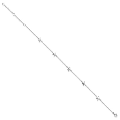 Sterling Silver Rhodium-Plated Starfish 9 Inch With A 2 Extention Anklet