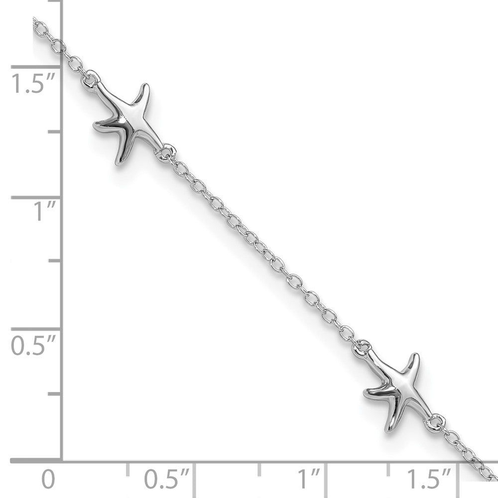 Sterling Silver Rhodium-Plated Starfish 9 Inch With A 2 Extention Anklet