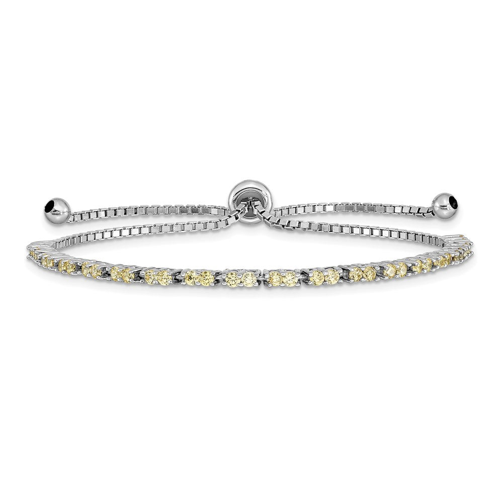 Sterling Silver Rhod-Plated November Yellow Cz Adjustable Bracelet