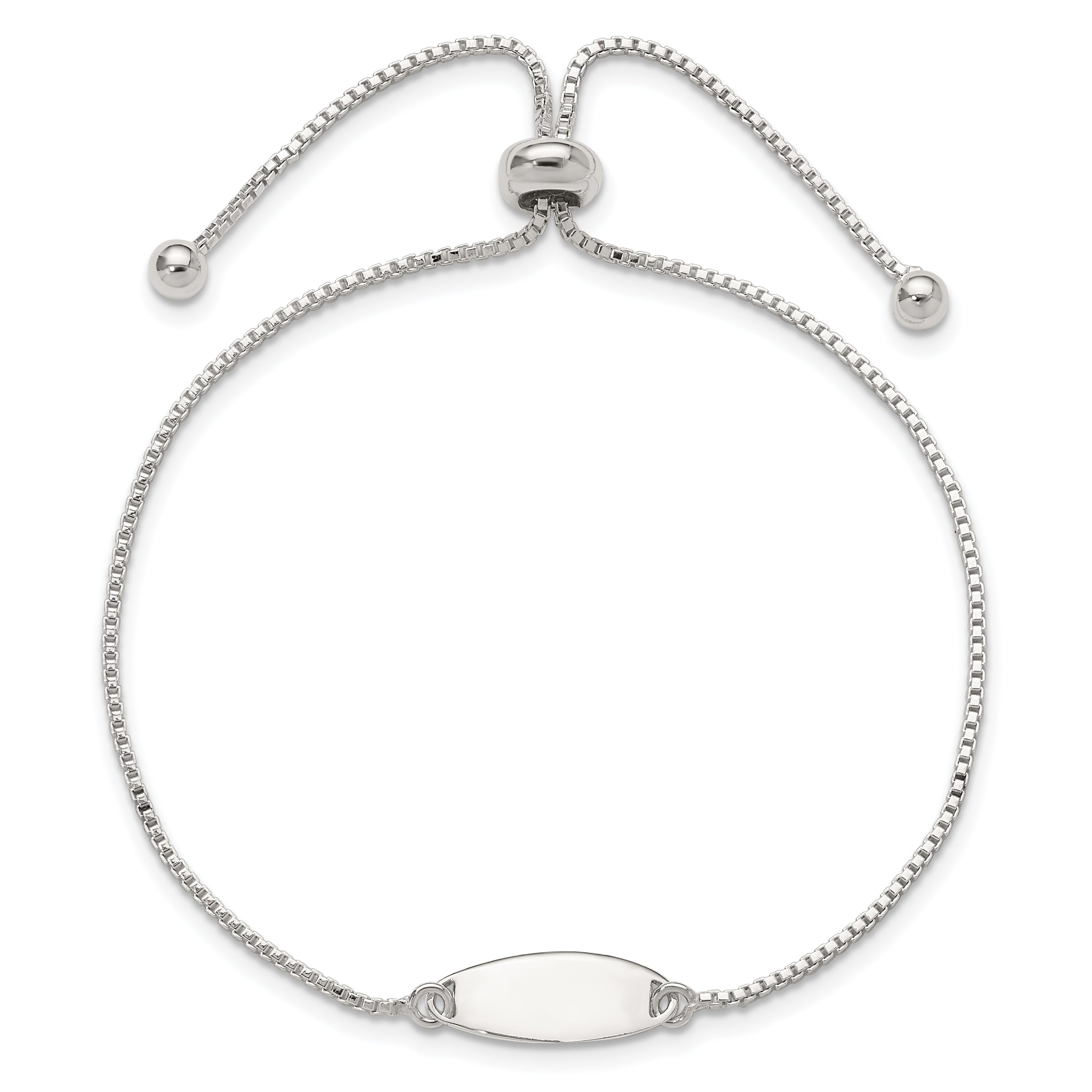 Sterling Silver Polished Bar Adjustable Bracelet