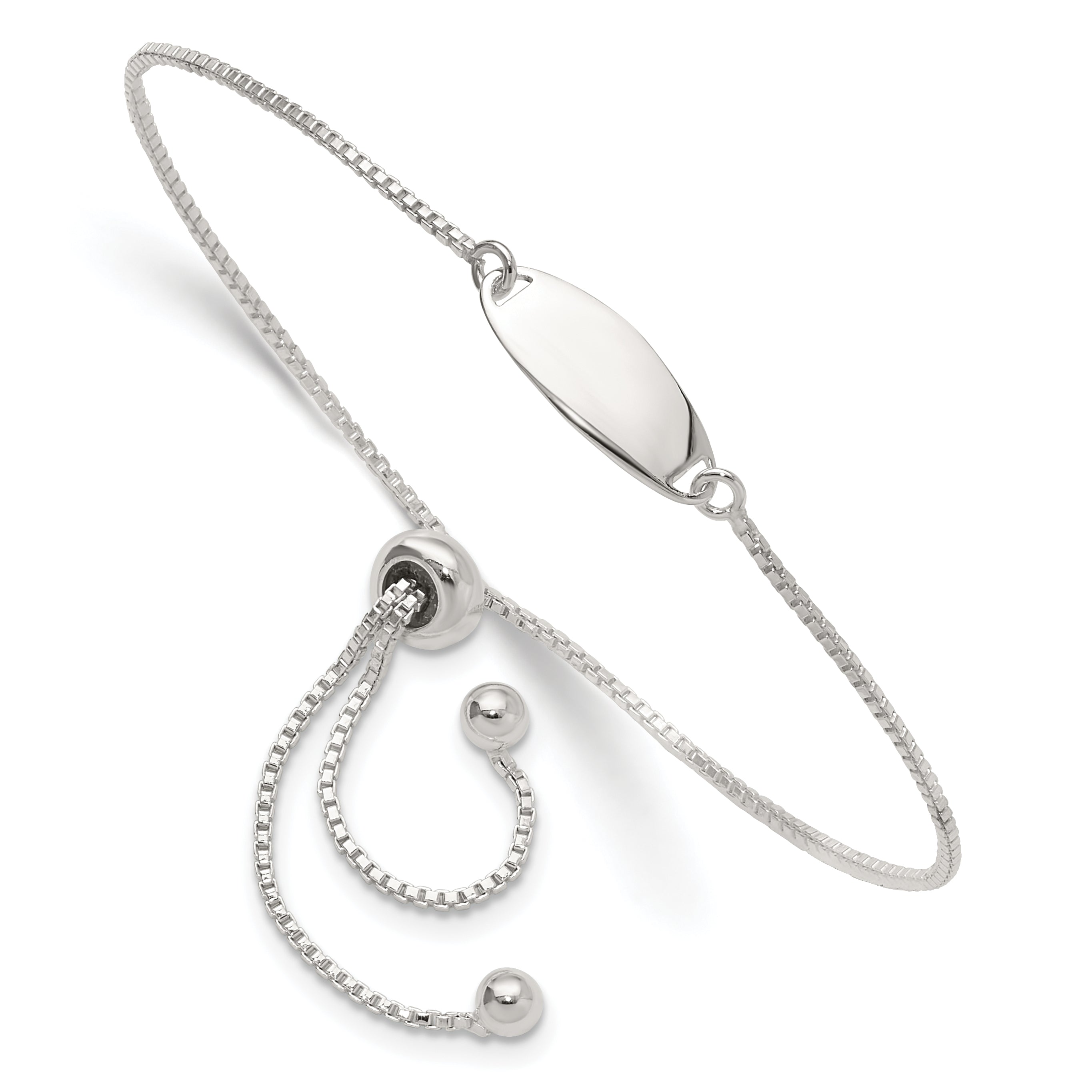 Sterling Silver Polished Bar Adjustable Bracelet