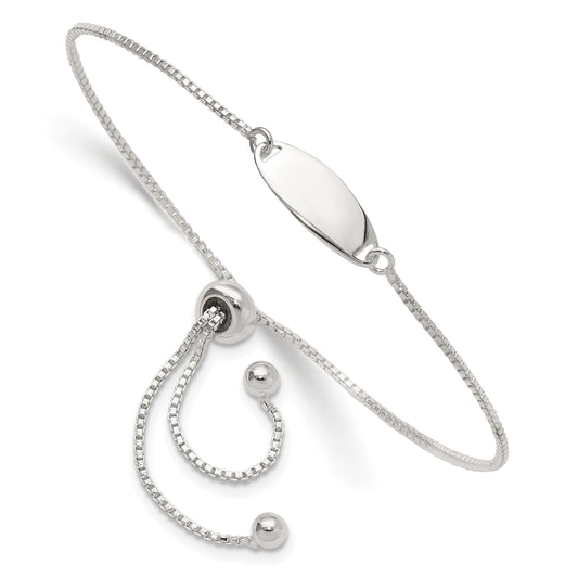 Sterling Silver Polished Bar Adjustable Bracelet