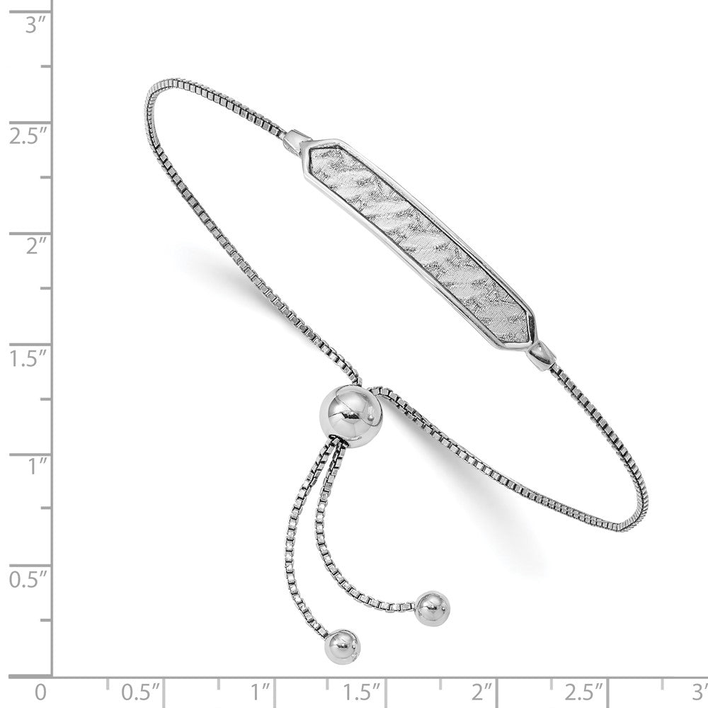 Sterling Silver Rhodium-Plated Diamond Cut Adjustable Bracelet