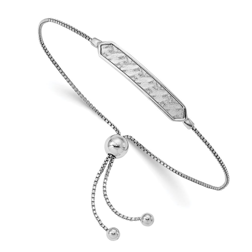 Sterling Silver Rhodium-Plated Diamond Cut Adjustable Bracelet