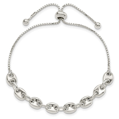 Sterling Silver Polished Link Adjustable Bracelet