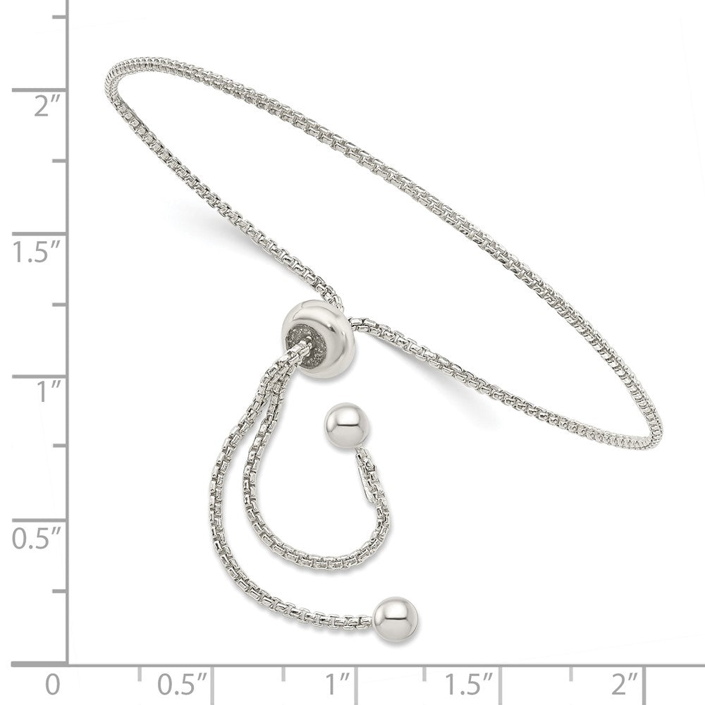 9.25 Inch Sterling Silver Adjustable Bracelet