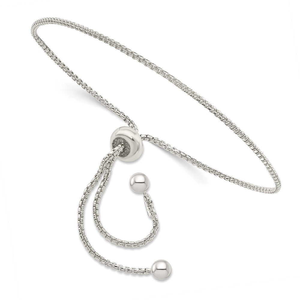 9.25 Inch Sterling Silver Adjustable Bracelet