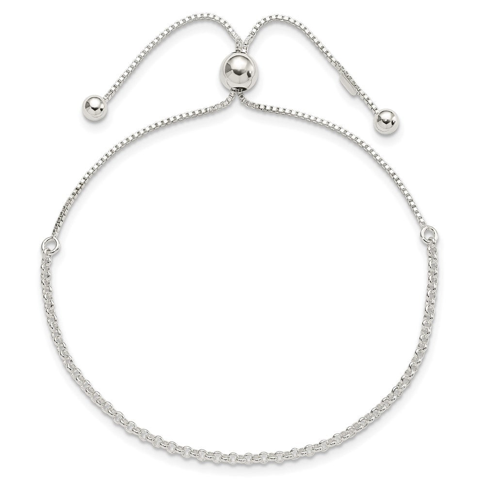 9.25 Inch Sterling Silver Adjustable Bracelet