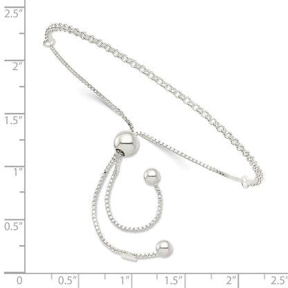 9.25 Inch Sterling Silver Adjustable Bracelet